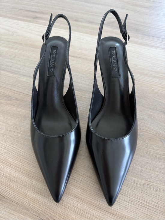 Tony Bianco Shoes - Tony Bianco Baz Sling Back in Black Hi Shine